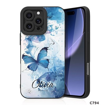 For iPhone 17e 14 15 Pro 16 13 Durable Phone Case Custom Butterfly Pattern Cover