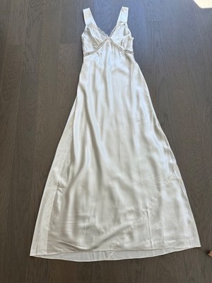 knee length dresses for ladies 1940's Bridal White Slip Dress with Cap Sleeve – Eveliina Vintage