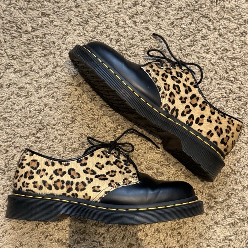 Dr. Martens 1461 Leopard Rockabilly Smooth Leather Oxford Shoes Mens 7 Womens 8