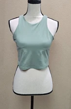 Ruby Ribbon Sport Crop Tank sz 36 green racerback molded cups stretch odor free