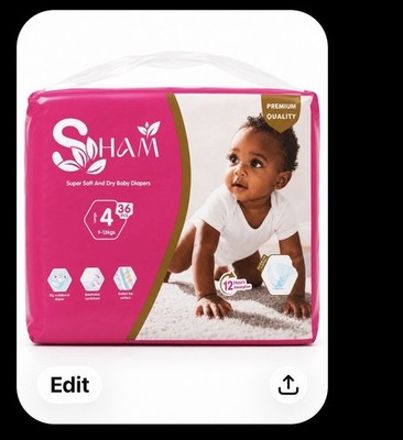 Sham Baby Diapers Super Soft and Dry Size 3 Medium 36 PCS