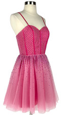 KissProm Pink Tulle Corset Mini Dress Sparkly Crystals Party Barbiecore Size 4