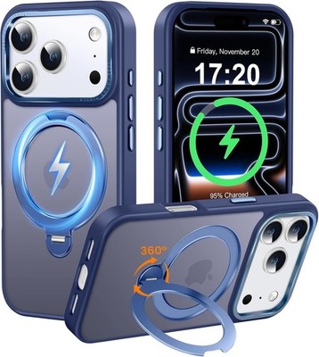 360° Spin Magnetic Stander for iPhone 17 pro max Case with Built-in Kickstand