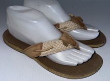 Tan SPERRY Top Sider Basket Weave Braid Flip Flops Thong Sandals US 7.5