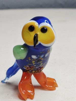 Murano-style hand-blown glass owl figurine