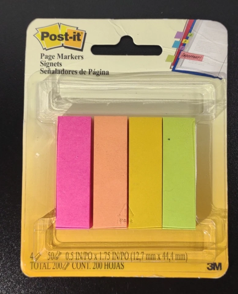 Post-it® 页面标记 1/2 英寸 x 1-3/4 NEON 标签 3 包,共 600 张 — 第 2/3 张图片