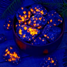 5PCS Rough Yooperlite Stone UV Fluorescent Emberlite Glowing Fire Rocks Chunks