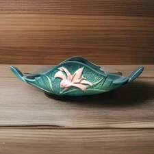 Roseville Zephyr Lily Green 1946 Vintage Art Pottery Console Bowl 475-10”