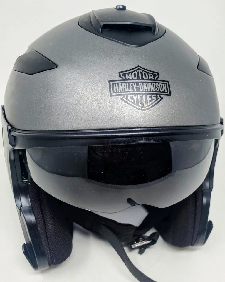 Harley Davidson XL MAYWOOD II SUN SHIELD H33 3/4 Motorcycle HELMET Sil/Blk *READ - Image 3 of 4