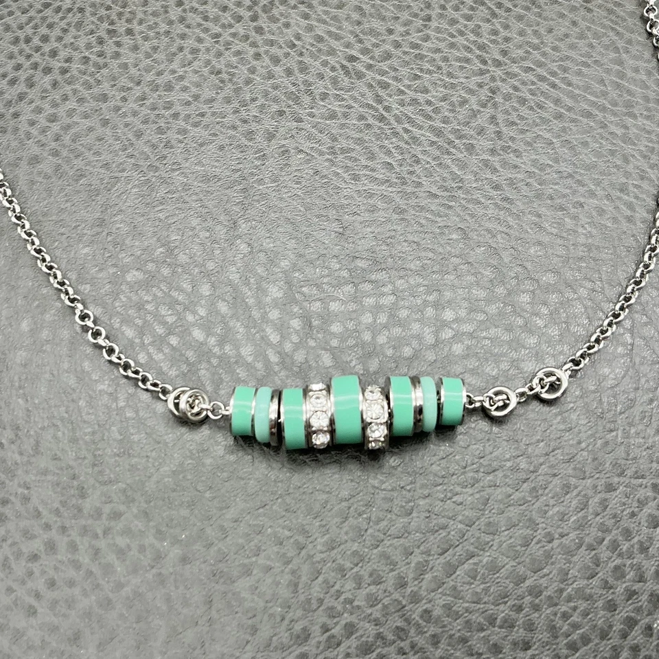 Jessica Simpson 银色薄荷珐琅铺面水晶站串珠女式 19 — 第 2/4 张图片