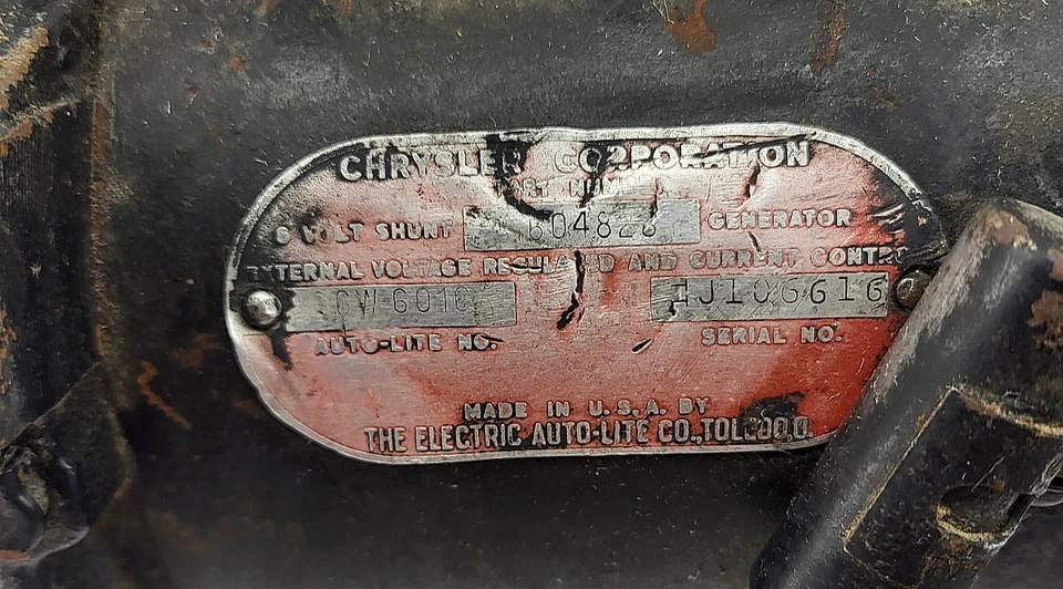 1954 Chrysler Imperial New Yorker Hemi  Power Steering Generator 6V Firepower - Image 3 of 4