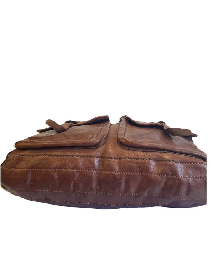 Bolso de Lona AS# Campomaggi Teodorano 25.02.1961 Cuero Italiano Marrón Hecho a Mano Foto 4 de 4