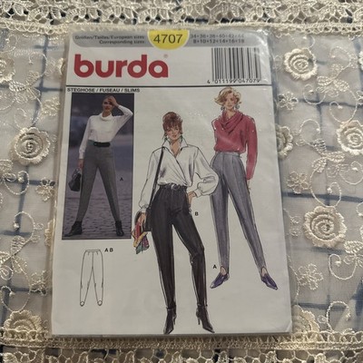 Burda 4707 Misses Pants 3 Variation Pattern 8-10-12-14-16-18 Uncut FF