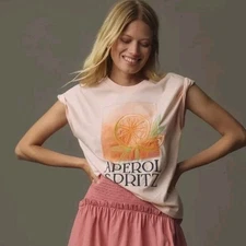 Anthropologie Aperol Spritz T-Shirt Size XL Color Peachtravel Beach