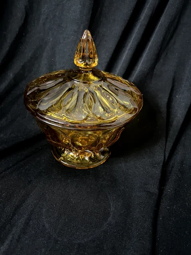 Vintage Anchor Hocking Amber candy dish w/lid