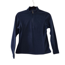 Lands' End Fleece Pullover Quarter Zip Girls Size 14 Ages 12-13 Navy Blue