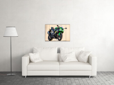 Kawasaki Ninja Zx 6R Design Motorcycle Drive Wall Art Home