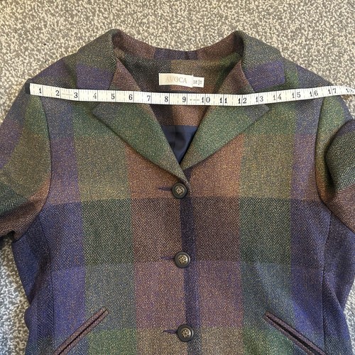 AVOCA Blazer Jacket Women's Uk 10 VGC Tweed Check Wool Short Ireland Khaki Brown - Picture 21 of 24