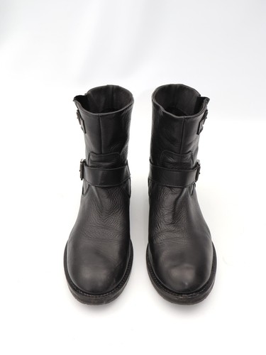 Barbour Lima Biker Boots Ankle Calf Buckle Slip On Leather Black UK 8 EU 41 - Picture 2 of 9