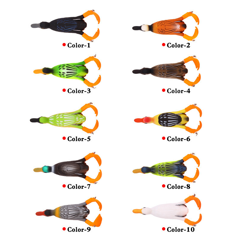 Little duck floating soft fishing lure with propeller fins 11.2g 95mm- 10  colors | eBay
