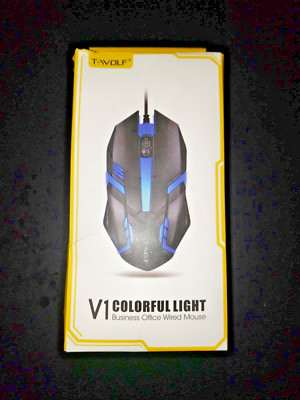 T-WOLF V1 Wired Gaming Mouse 3 Button 7 Colorful Backlight 1200 DPI Office Mouse