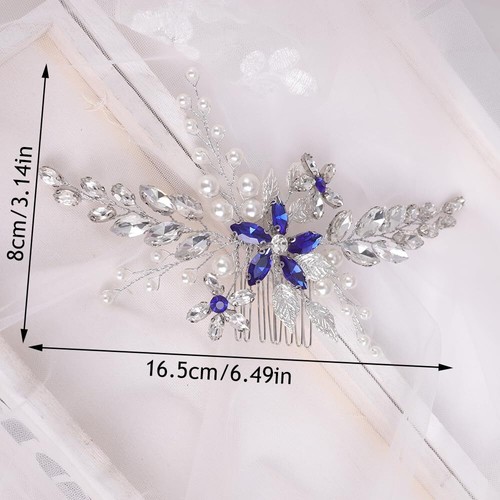 Silver Leaf Headpiece Flower Bride Wedding Hair Comb Bridal Crystal Hair Comb... - Picture 7 of 7