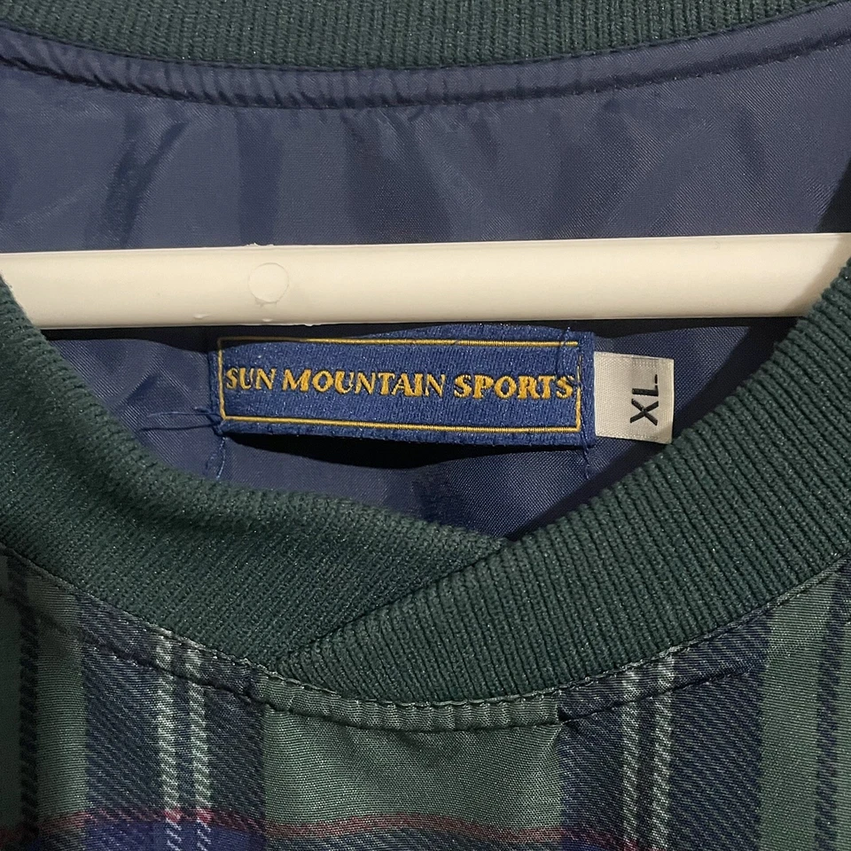 Camisa cortavientos deportiva Sun Mountain para hombre XL golf a cuadros manga larga verde azul  Foto 2 de 4