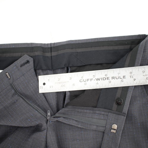 Z Zegna Suit Mens 40C 36x29 micro houndstooth wool gray with blue texture notch - Picture 10 of 21