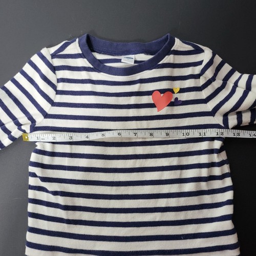Camisa Informal Antigua Azul Marino para Niñas Pequeñas Rayas Corazón Manga Larga Talla 3T - Imagen 6 de 7
