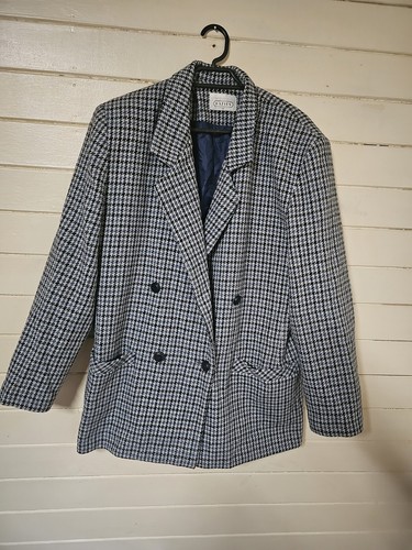 Vintage Katies Jacket Womens 12 Blazer Plaid Office Double Breasted 46% Wool - Picture 2 of 7
