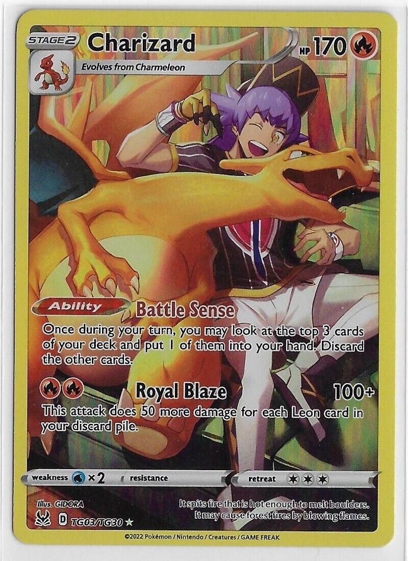 POKEMON Sword & Shield - Lost Origin Gallery NM Rare HOLO Leon's #TG03 CHARIZARD