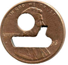 1996 P LINCOLN CENT CUT-OUT - GOLF OR HOCKEY ? SHIP AT SUNRISE/SET ? - MH 228