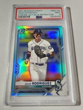 JULIO RODRIGUEZ - 2021 BOWMAN DRAFT CHROME - SKY BLUE REFRACTOR - BDC145 - PSA 9