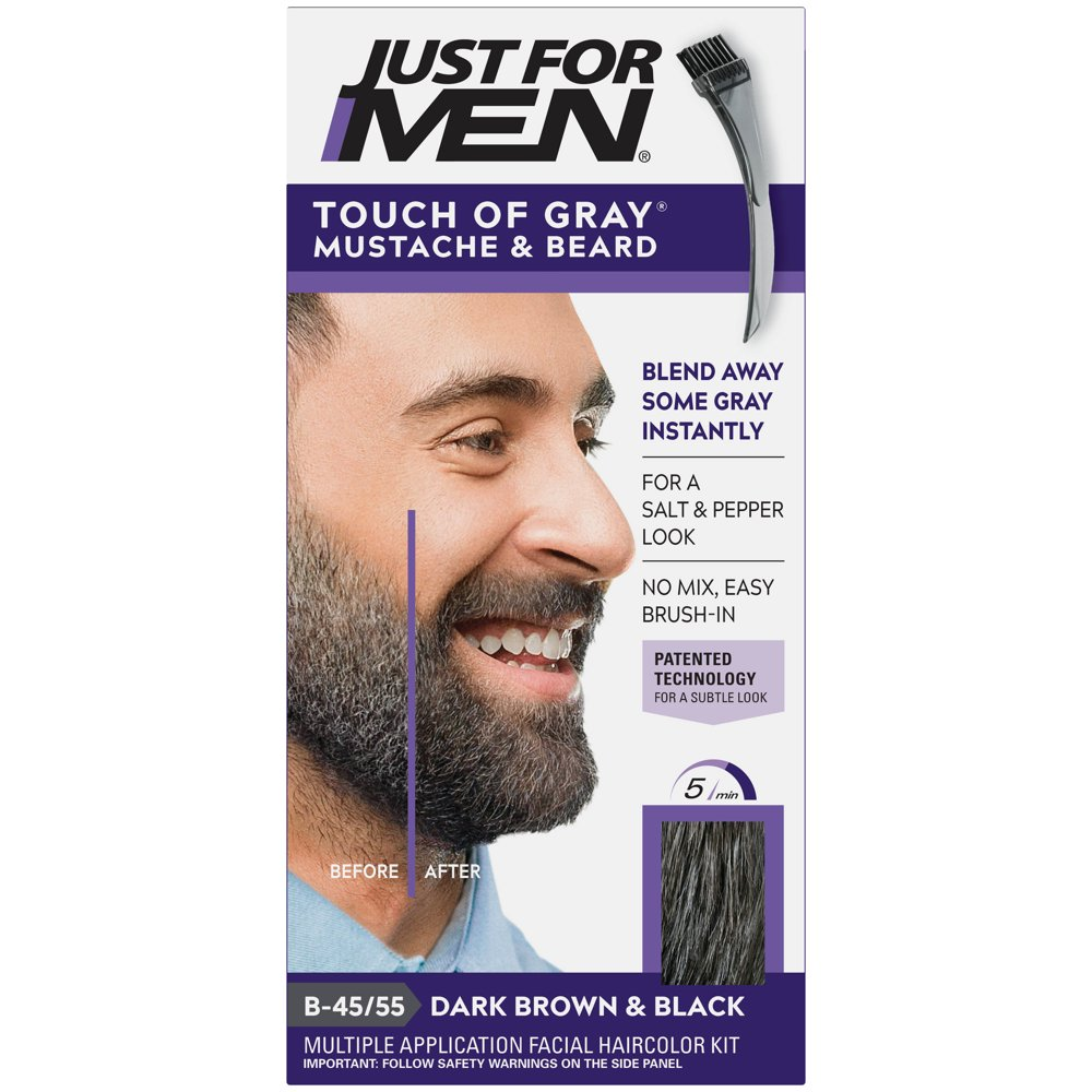 Men Touch of Gray Mustache and Beard Hair Color with Comb