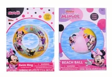 Minnie Mouse Kids Inflatable Swim Ring Swimming Pool Floats, Beach Ball Toy 20in