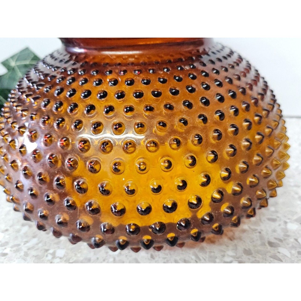 Vintage GWTW 6.75" Fitter Amber Hobnail Hurricane Oil Electric Glass