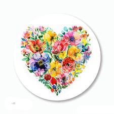 Watercolor Flowers Heart Floral Heart Favors Scrapbook Stickers Envelope Seals