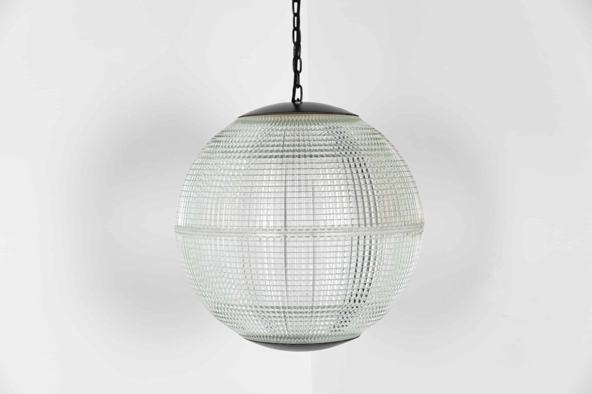Vintage Mid-Century XL 50cm Holophane Prismatic Parisian Globe Street Lamp  Light