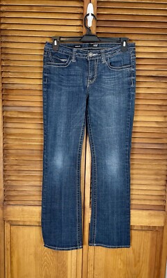 A New Approach Womens Jeans Sz 8 Midrise Straight Leg Thick Stitch Flap Pockets