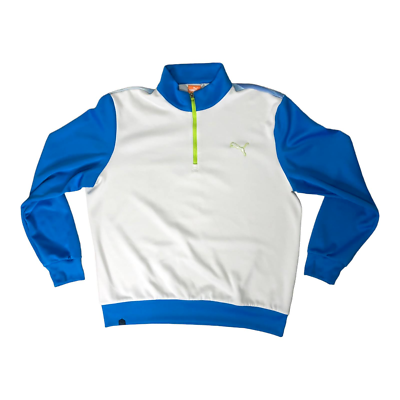 PUMA ホワイト ジップアップジャケット Lサイズ PUMA Blue White 1/4 Zip Pullover Men's Size Large Training Jacket