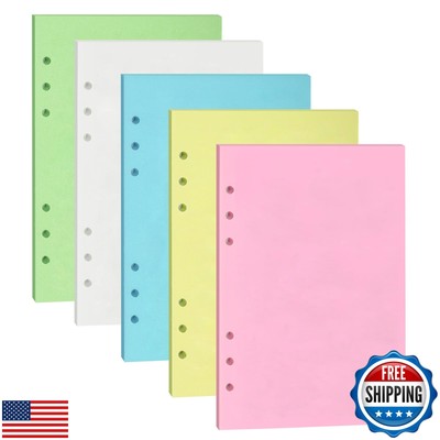 A5 Colorful Blank Notebook Insert Paper, 6-Hole Punched, 120GSM Loose-Leaf Pa