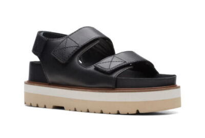 BNIB Clarks Ladies ORIANNA SEA Black Leather Sandals