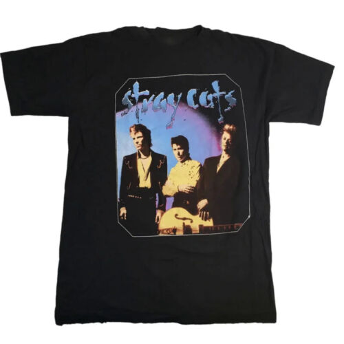 Vintage Mitglieder von streunenden Katzen Band Baumwolle schwarz volle Größe Unisex Shirt - Bild 1 von 3