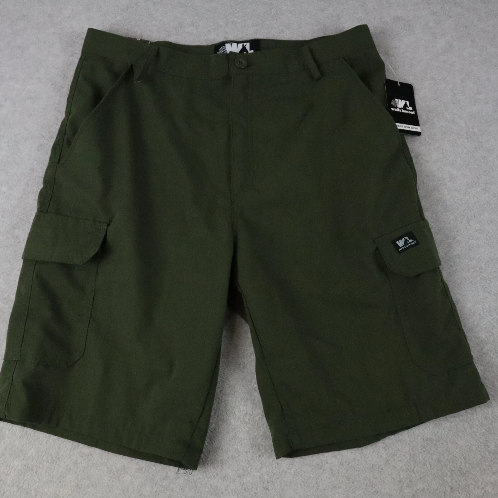 Wells Lamont Shorts Mens 34 Ripstop Cargo Flap Pocket Outdoor Hiking Camp Green
