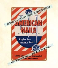 USS American Nails Central Cooperatives Superior Wisconsin metal tin sign