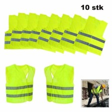 10x Warnwesten Unfallweste Neon Gelb AUTO Warnweste Sicherheits Weste KFZ DHL