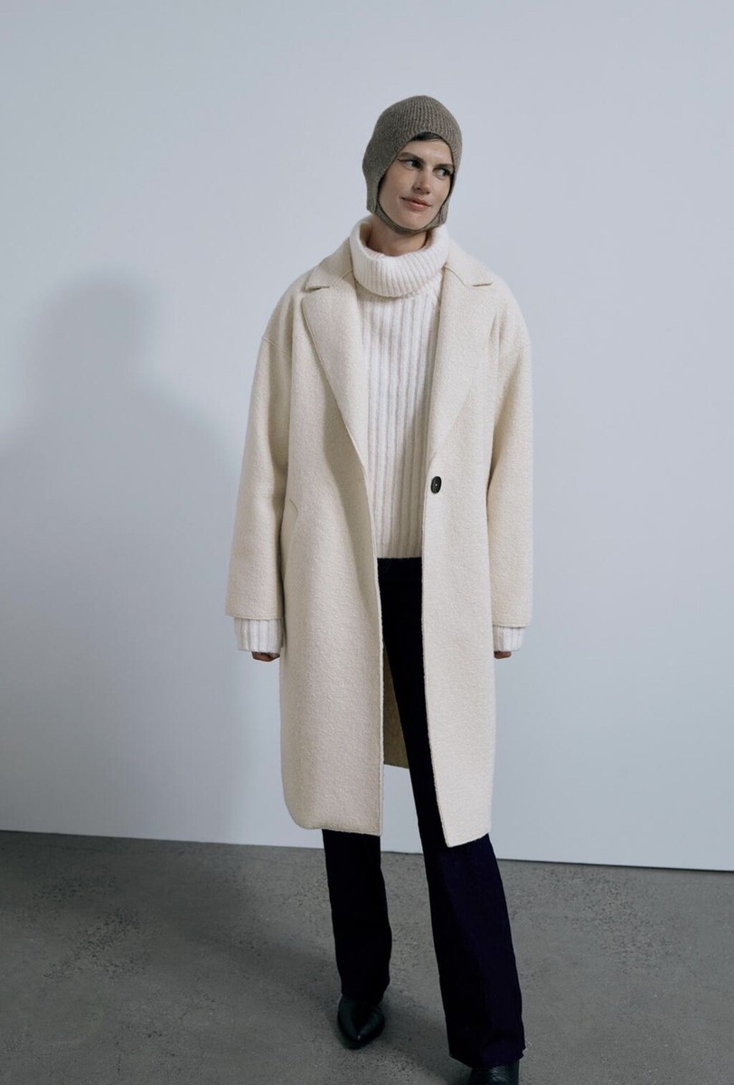 zara textured coat white xs - s NEW 2021 Winter | eBay