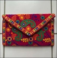 Hand Embroidered Pink Velvet Purse
