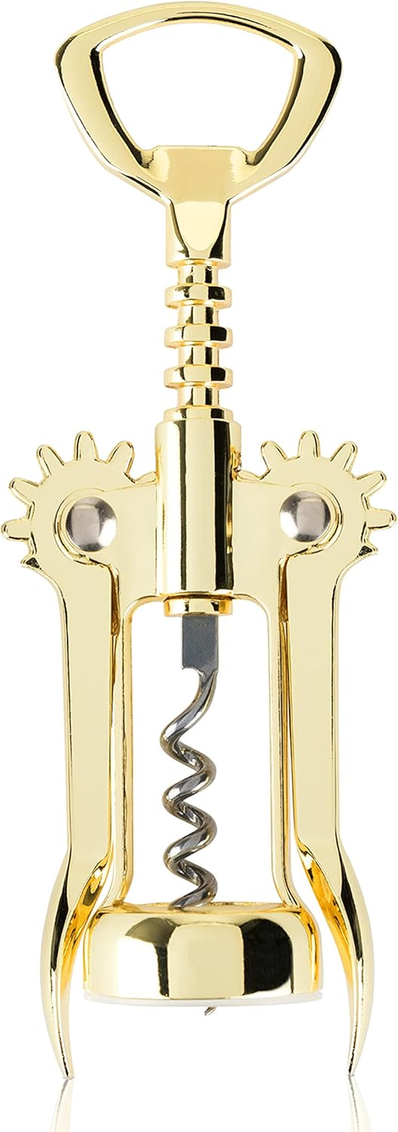 Winged Corkscrew Wine Bottle Opener, Gold Plated Finish, Non-Stick Coated Worm,-image