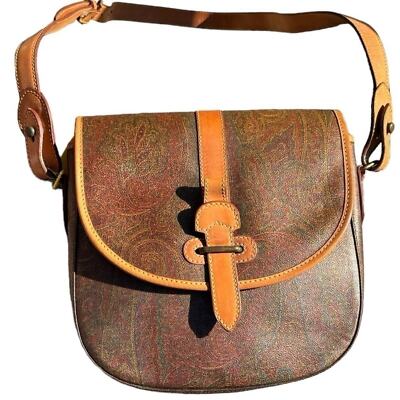 Etro Authentic Vintage PVC/Leather Crossbody/Shoulder Bag-Multi Paisley Print